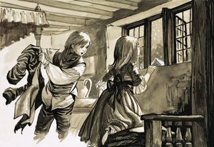 Fille et garçon regardant dans la neige