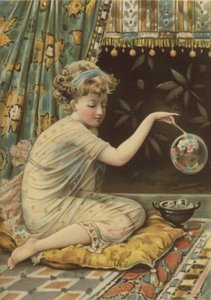 Fille soufflant des bulles