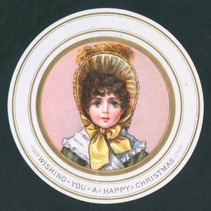 Fille portant un bonnet, carte de Noël - English School