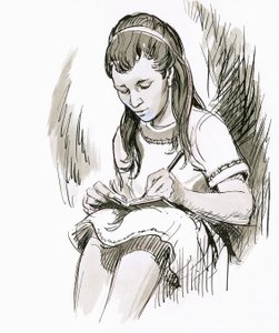 Fille écrivant - English School