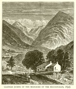 Glencoe (scène du massacre des Macdonalds, 1692) - English School