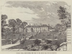 Glossop Hall, Derbyshire, la résidence de son excellence le duc de Norfolk (gravure) - English School