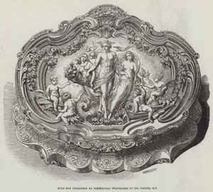 Boîte en or présentée par les voyageurs de commerce à M. Cobden, député (gravure)