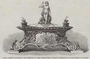 Coffret en or contenant la liberté de la compagnie des poissonniers présenté au prince de Galles
