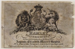 Orfèvres et argentiers, Hamlet, carte de visite - English School