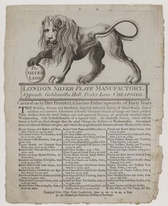 Orfèvres et argentiers, Thomas Daniell, carte de visite - English School
