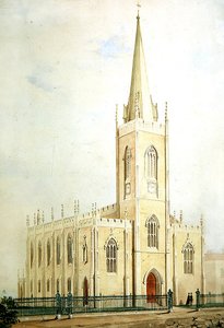 Église des Commissaires gothiques, aquarelle de présentation, vers 1825 - English School