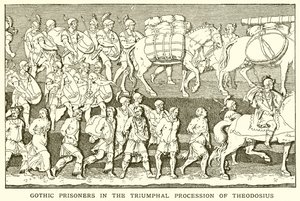 Prisonniers goths dans la procession triomphale de Théodose - English School
