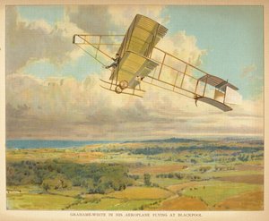 Grahame-White dans son avion volant à Blackpool, du 