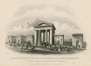Grande entrée de la gare métropolitaine du chemin de fer du Nord-Ouest, Londres - English School