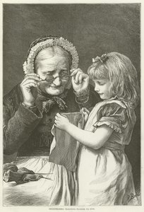 Grand-maman apprenant à Flossie à coudre