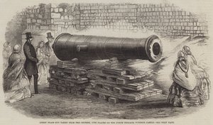 Grand canon en bronze pris aux Chinois, récemment placé sur la terrasse nord, château de Windsor - English School