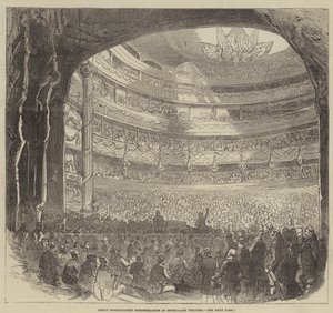 Grande démonstration protectionniste au théâtre de Drury-Lane (gravure) - English School