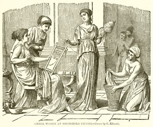 Femmes grecques aux tâches ménagères