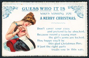 Devinez qui? Dame taquinant un homme! carte de Noël - English School