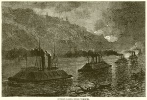 Canonnières passant devant Vicksburg - English School