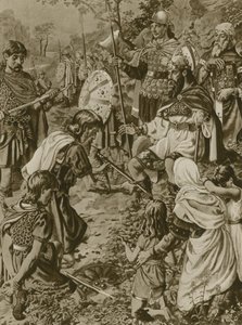 Soumission de Guthrum à Alfred le Grand (gravure) - English School