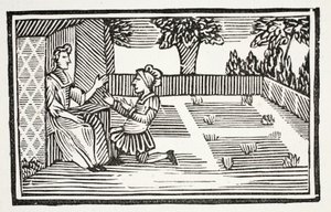 Guy courtise la belle Phillis, illustration de Chap-books du XVIIIe siècle par John Ashton, pub. 1882 - English School