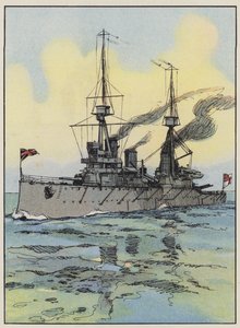 HMS Indomitable (lithographie couleur)