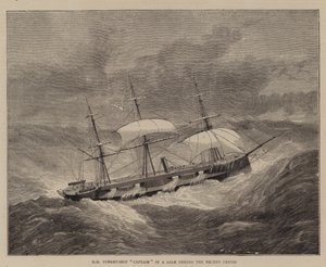 Le navire-tourelle HM "Captain" dans une tempête pendant la récente croisière - English School