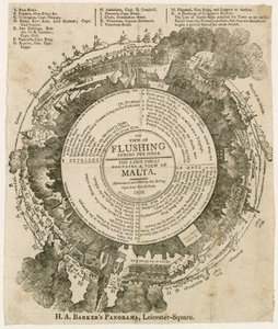 Vue de Flushing pendant le siège de Malte, 1810, Panorama, Leicester Square, Londres par H. A. Barker - English School