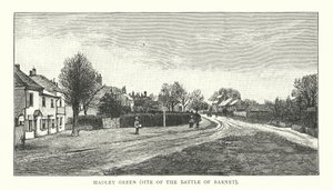Hadley Green, site de la bataille de Barnet (gravure) - English School