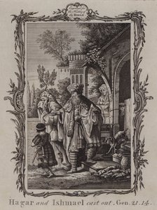 Agar et Ismaël chassés (gravure) - English School