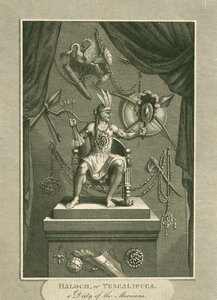 Haloch, ou Tescalipuca, une divinité des Mexicains, illustration de The World: or the present State of the Universe, par Cavendish Pelham - English School