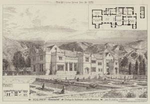 Halsway, Somersetshire, conception pour des ajouts et une restauration (gravure) - English School