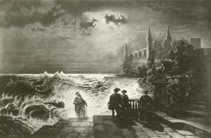 Hamlet et le fantôme de son père (gravure) - English School