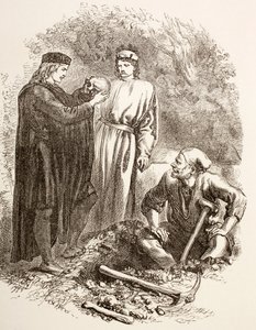 Hamlet tient le crâne de Yorick, illustration de l