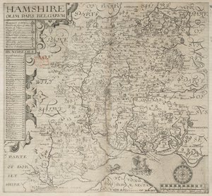 Hamshire, olim pars Belgarum. J. Norden descripsit. W. Hole sculp., de 