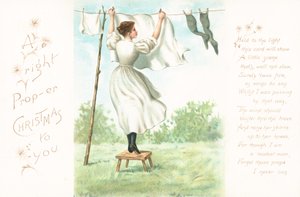 Étendre le linge, Carte de Noël - English School