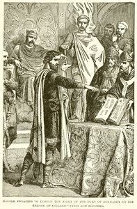 Harold jurant de soutenir le droit du duc de Normandie au trône d