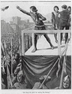 "Il a jeté son gant au milieu de la foule" (gravure) - English School