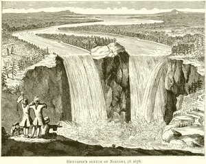 Croquis de Hennepin de Niagara en 1678 - English School
