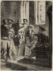 Henri VIII et son Conseil ordonnant la traduction de la Bible en anglais - 1538 - gravure de "Histoire de l