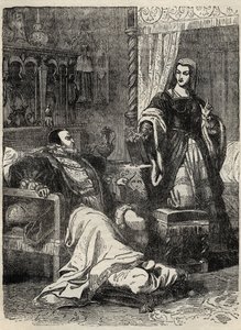 Henri VIII et la reine Catherine Parr (1512-1548) - gravure de l