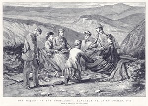Sa Majesté dans les Highlands - Un déjeuner à Cairn Lochan, 1861 - English School