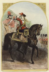 Sa Majesté dans son nouveau costume militaire au camp - English School