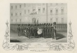 Sa Majesté prenant congé des gardes fusiliers - English School