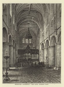 Cathédrale de Hereford, la nef, vue vers l
