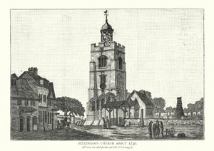Église de Hillingdon vers 1740 (gravure) - English School