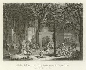 Fakirs hindous pratiquant leurs rites superstitieux - English School