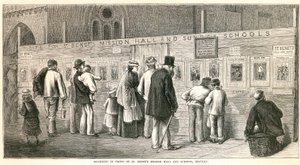 Palissade devant la salle de mission et les écoles de St Benets, Stepney