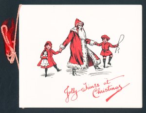 Tenir la main du Père Noël, Carte de Noël - English School