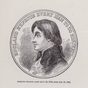 Horatio Nelson, né le 29 septembre 1758, mort le 21 octobre 1805 (gravure) - English School