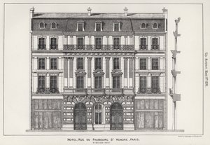 Hôtel, rue du Faubourg St Honoré, Paris (gravure) - English School