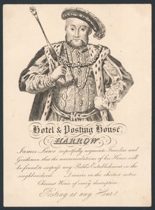 Hôtel et maison de poste, Harrow, carte de visite