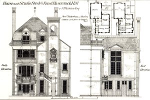Maison et Studio, Steeles Road, Haverstock Hill, de The Building News, 9 février 1877 - English School